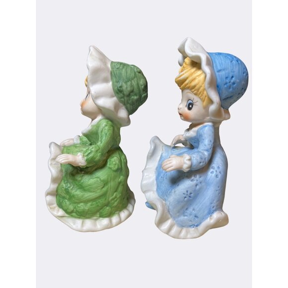 Adorable Pair Of Bisque Porcelain Girls With Bloomers - Picture 8 of 13